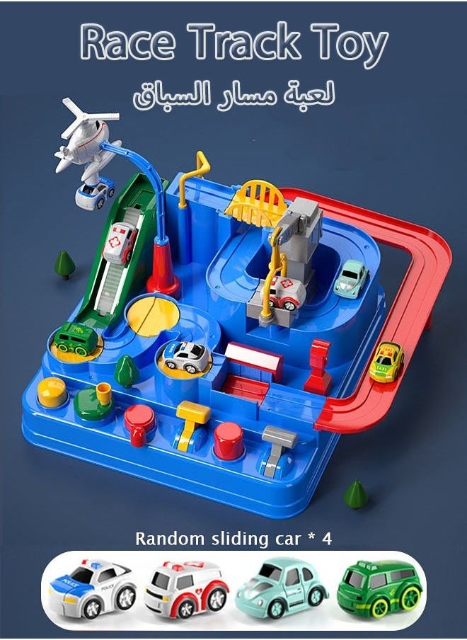 Generic Kids Race Track Toys for Boys, Toddler Car Adventure Toys for Kids Age 3 4 Years Old Boys Girls, Puzzle Rail City Rescue Game Playset Preschool Educational Birthday Gifts for Kids（Blue）  - Image 1