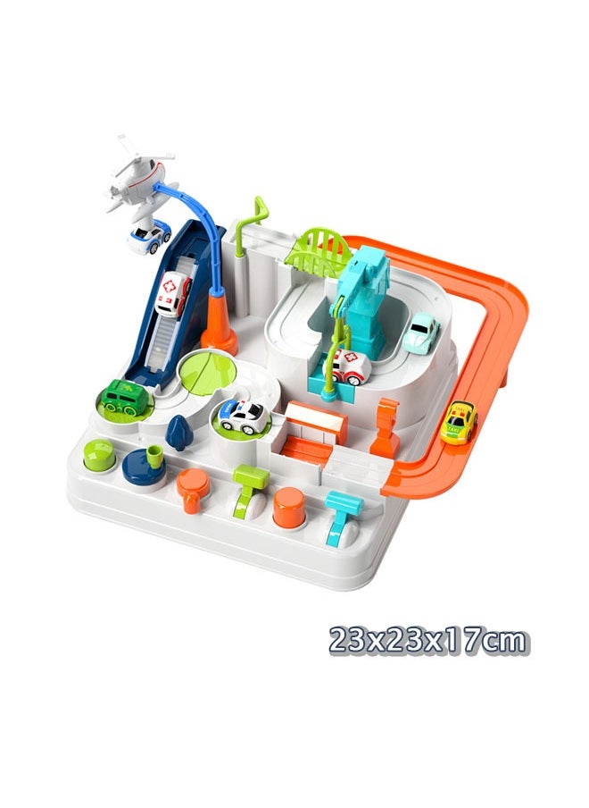Generic Kids Race Track Toys for Boys, Toddler Car Adventure Toys for Kids Age 3 4 Years Old Boys Girls, Puzzle Rail City Rescue Game Playset Preschool Educational Birthday Gifts for Kids（Blue）  - Image 2