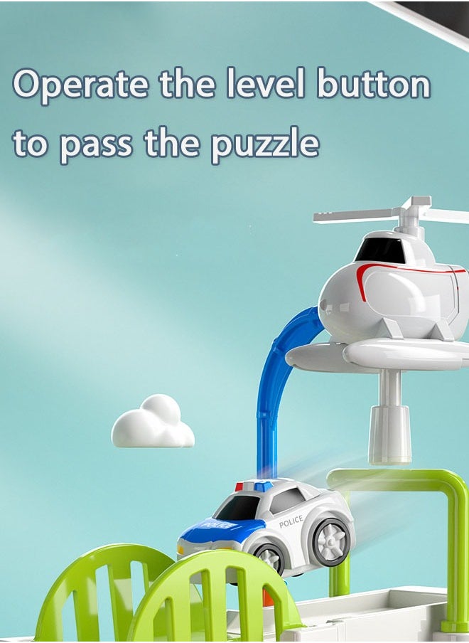 Generic Kids Race Track Toys for Boys, Toddler Car Adventure Toys for Kids Age 3 4 Years Old Boys Girls, Puzzle Rail City Rescue Game Playset Preschool Educational Birthday Gifts for Kids（Blue）  - Image 4
