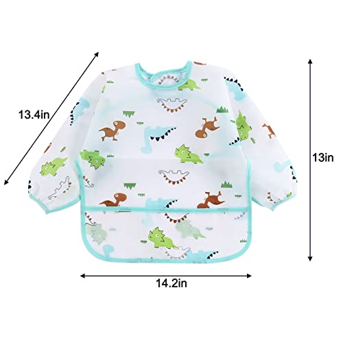 PandaEar 5 Pack Long Sleeve Bibs for Babies 624 Months Lightweight Waterproof Toddler Smock for Eating Messy Art Washable Weaning Bibs with StayOpen Pocket Breathable TravelFriendly - Image 3
