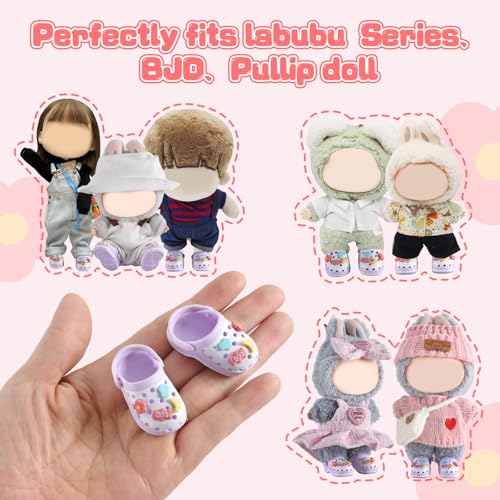 Ciunura Premium Doll Shoes for Lububu Cute Doll Shoes for 47in Dolls Ideal for Lububu OutfitsPurple Clog Shoes - Image 5