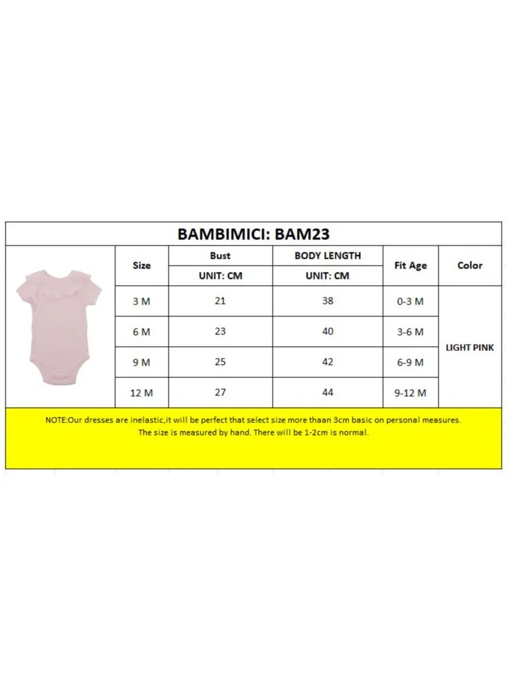 Bambimici Bambimici Plain Baby Pink Short Sleeve Bodysuit