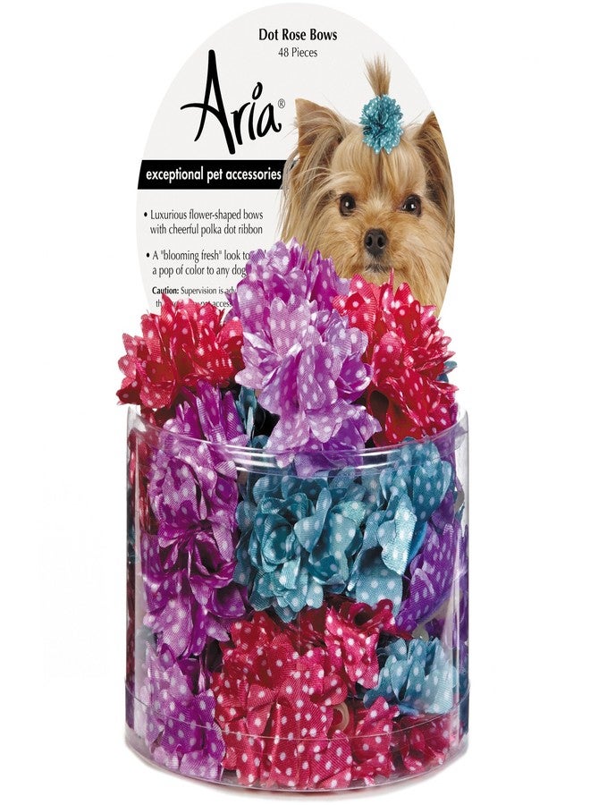 Aria Dot Rose 48 Piece Bows for Dogs - Image 1