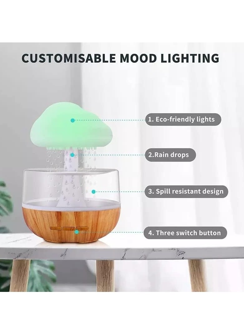 ELTRAZONE Raining Cloud Night Light Aromatherapy Essential Oil Diffuser Micro Humidifier Desk Fountain Bedside Sleeping Relaxing Mood Water Drop Sound - Image 3