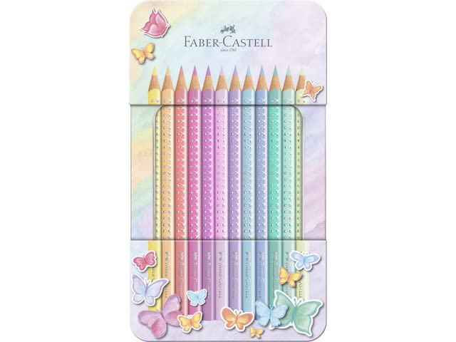 Faber-Castell Colouring Pencils Sparkle Pastel Pack of 12 Metal Case tin of 12 - Image 4