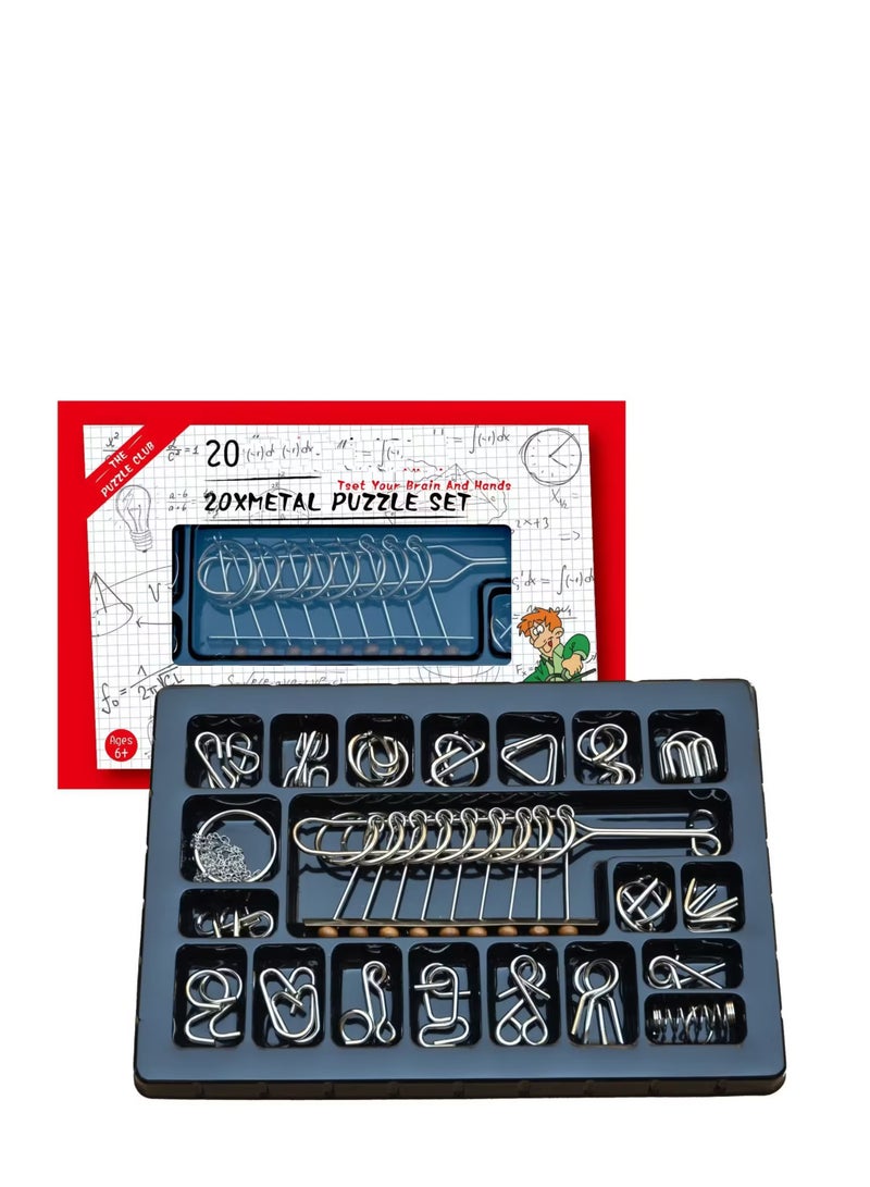 Rally 3D Metal Wire Puzzle Set - 20 Pieces for Brain Teasers and Untangling, Educational and Entertaining Toys for Kids and Adults, Perfect for Parties and Gifts