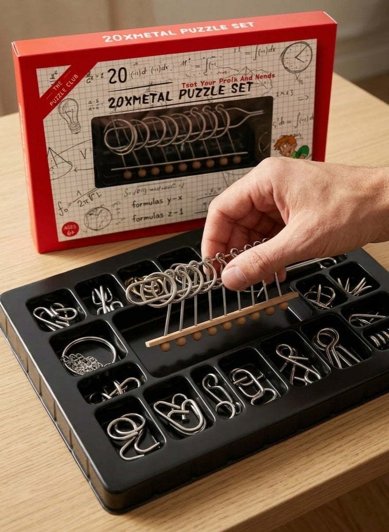 3D Metal Wire Puzzle Set - 20 Pieces for Brain Teasers and Untangling, Educational and Entertaining Toys for Kids and Adults, Perfect for Parties and Gifts - Image 2