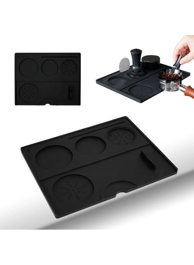 مفروشة قهوة من السيليكون الآمنة من الناحية الغذائية، مفروشة قهوة، مضادة للانزلاق، واقية زوايا رقيقة عديمة الرائحة ومضادة للانزلاق، مقاومة للماء وحرارة، صالة أدوات قهوة سوداء، مناسبة لمطابخ المنازل والمكاتب والشاشات (أسود، 25x20 سم) - Image 1