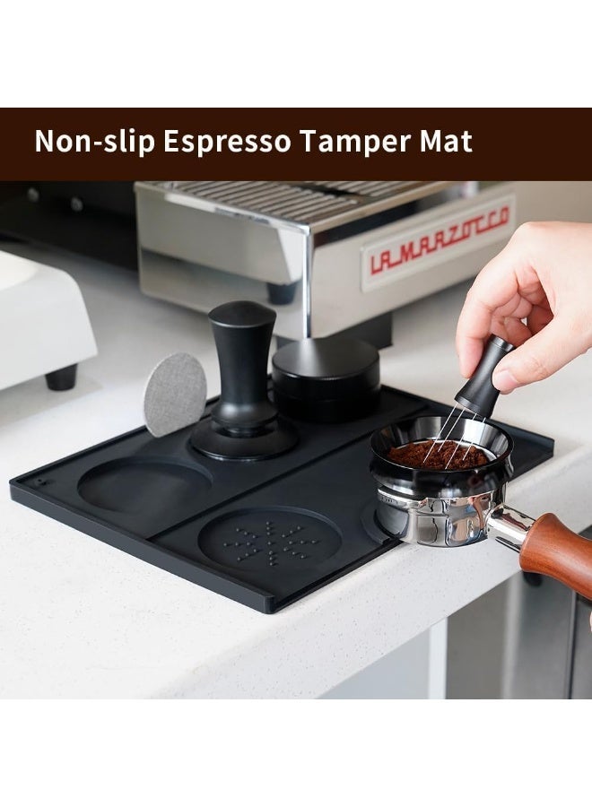مفروشة قهوة من السيليكون الآمنة من الناحية الغذائية، مفروشة قهوة، مضادة للانزلاق، واقية زوايا رقيقة عديمة الرائحة ومضادة للانزلاق، مقاومة للماء وحرارة، صالة أدوات قهوة سوداء، مناسبة لمطابخ المنازل والمكاتب والشاشات (أسود، 25x20 سم) - Image 2