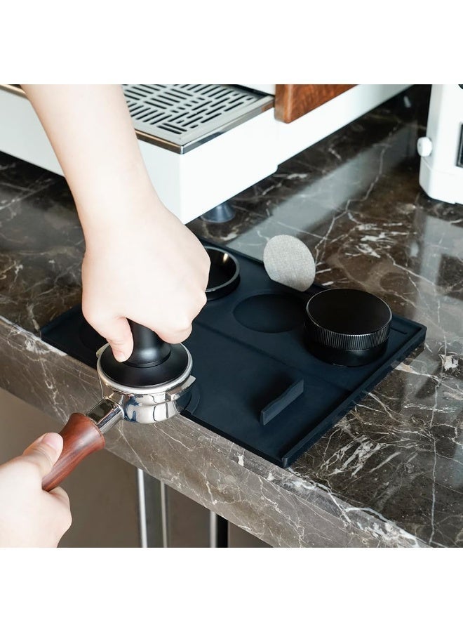 مفروشة قهوة من السيليكون الآمنة من الناحية الغذائية، مفروشة قهوة، مضادة للانزلاق، واقية زوايا رقيقة عديمة الرائحة ومضادة للانزلاق، مقاومة للماء وحرارة، صالة أدوات قهوة سوداء، مناسبة لمطابخ المنازل والمكاتب والشاشات (أسود، 25x20 سم) - Image 4