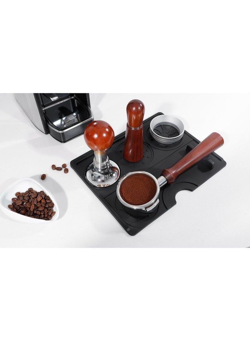 مفروشة قهوة من السيليكون الآمنة من الناحية الغذائية، مفروشة قهوة، مضادة للانزلاق، واقية زوايا رقيقة عديمة الرائحة ومضادة للانزلاق، مقاومة للماء وحرارة، صالة أدوات قهوة سوداء، مناسبة لمطابخ المنازل والمكاتب والشاشات (أسود، 25x20 سم) - Image 5