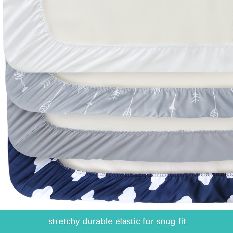Biloban Baby Bassinet Sheets 4 Pack Compatible with ANGELBLISS, wayfong, Uuoeebb 4 in 1 Bedside and Papablic Baby Bassinet, Ultra Soft & Skin-Friendly, Washer & Dryer, 20" x 33" - Image 3