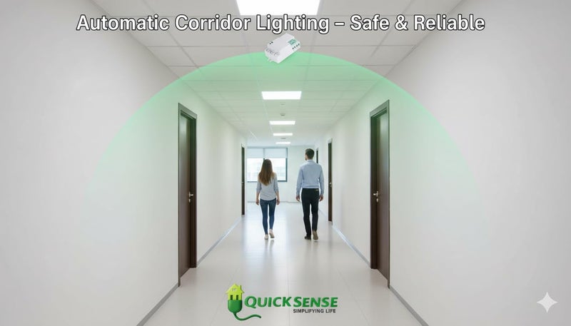 Quick Sense Microwave Motion Sensor QS-M5B | 5.8GHz Radar Sensor | 360° Detection, 1200W Related Load | Adjustable Range & Timer | Automatic Lighting Control - Image 4