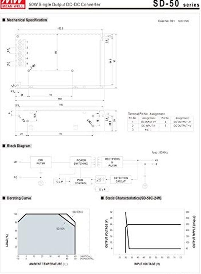 Mean Well SD 50A 24 Power Supply 24V 2 1A 50 4W Single Output 5 Pin - Image 4