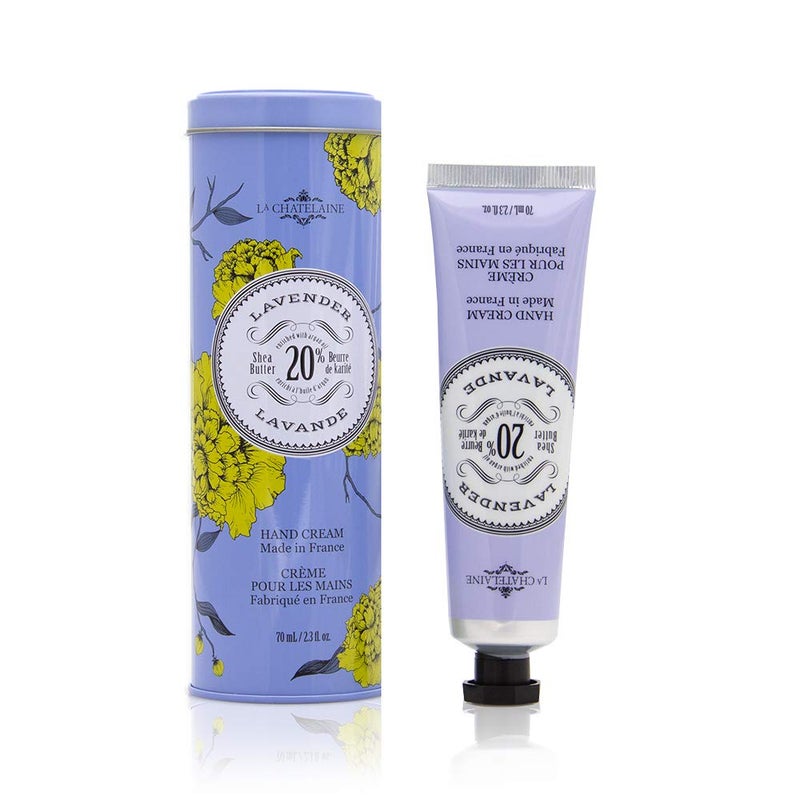 La Chatelaine Shea Butter Hand Cream Made in France Natural and Organic Ingredients 70ml  23 oz Gift Tin Lavender