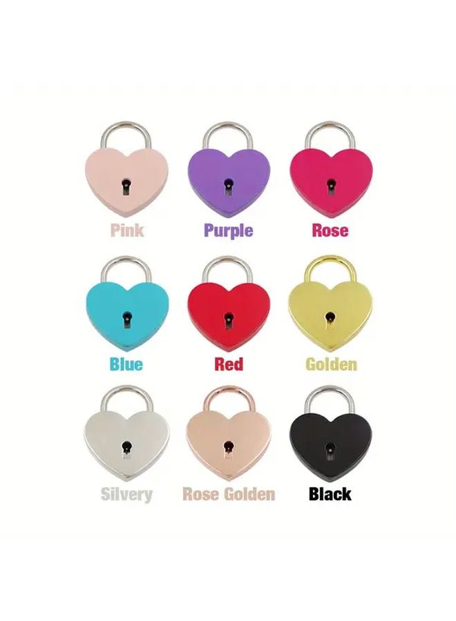 Rose Red Heart Shaped Padlock with Key 25mm Alloy Lock for Luggage Drawers Briefcases - Image 4