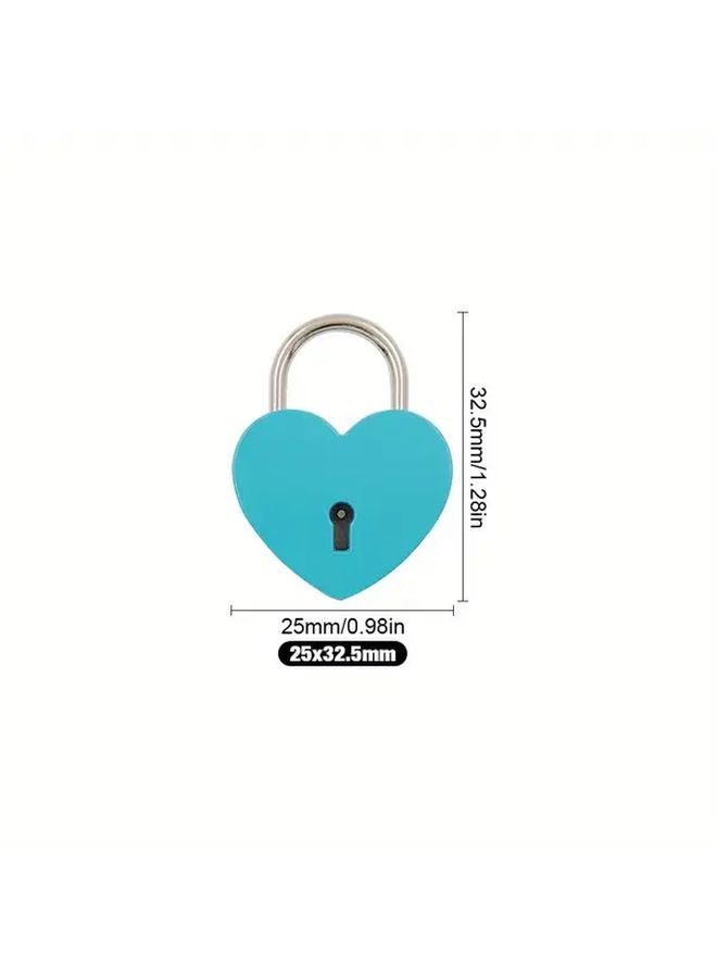 Rose Red Heart Shaped Padlock with Key 25mm Alloy Lock for Luggage Drawers Briefcases - Image 3