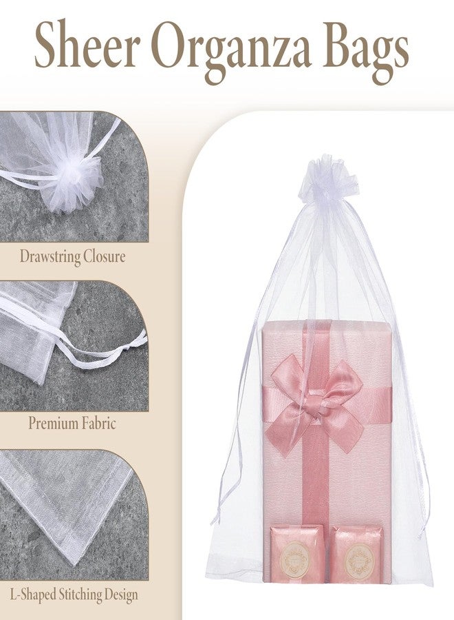 Xosjska 200 Pcs Large Organza Bags White 8 x 12 inch White-Organza Party Favor Packing Large Mesh Bags Wedding Mesh Goodie Bag-Whitely for Shower Party Favors Samples - Image 4