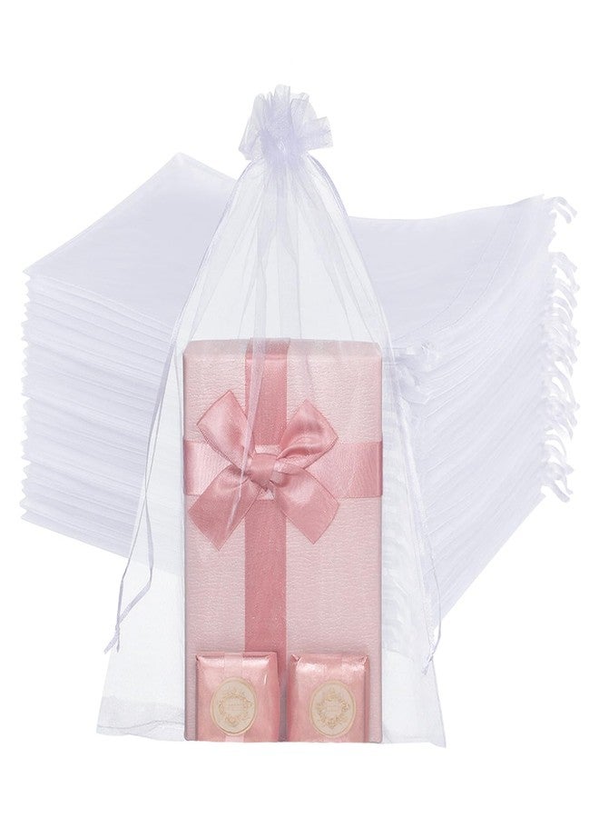 Xosjska 200 Pcs Large Organza Bags White 8 x 12 inch White-Organza Party Favor Packing Large Mesh Bags Wedding Mesh Goodie Bag-Whitely for Shower Party Favors Samples - Image 1