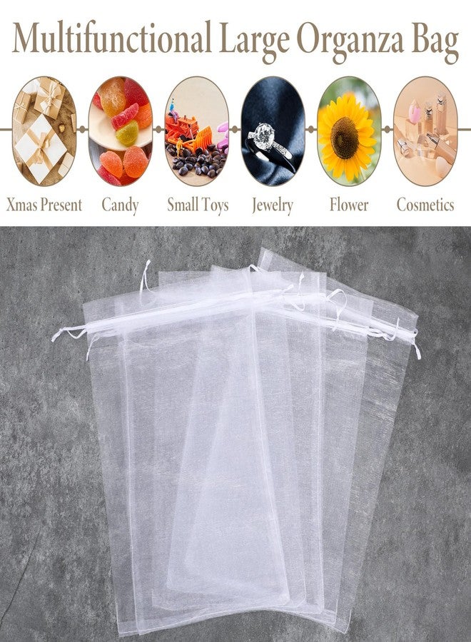 Xosjska 200 Pcs Large Organza Bags White 8 x 12 inch White-Organza Party Favor Packing Large Mesh Bags Wedding Mesh Goodie Bag-Whitely for Shower Party Favors Samples - Image 5