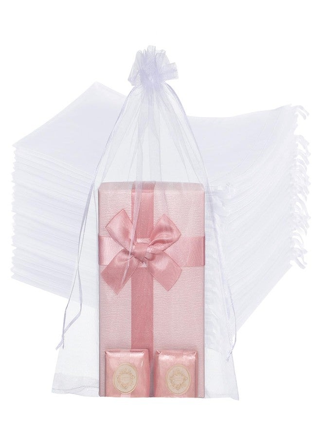 Xosjska 200 Pcs Large Organza Bags White 8 x 12 inch White-Organza Party Favor Packing Large Mesh Bags Wedding Mesh Goodie Bag-Whitely for Shower Party Favors Samples - Image 2