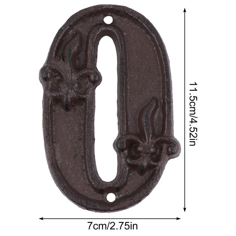 Vintage Cast Iron House Number 0 Metal Door Address Sign for Outdoor Mailbox Gate - Image 3