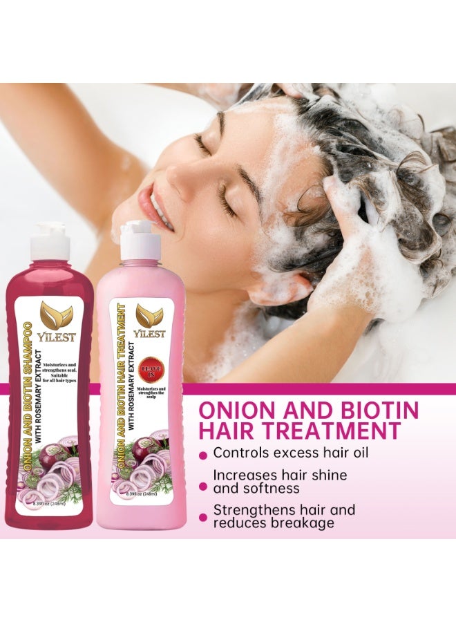 YILEST - Onion Biotin and Rosemary Shampoo & Treatment Set for Stronger, Thicker and Longer Hair - Soft and Shine, Hair Loss and Thinning, Growth Shampoo, Paraben Free, Silicone Free - Image 5