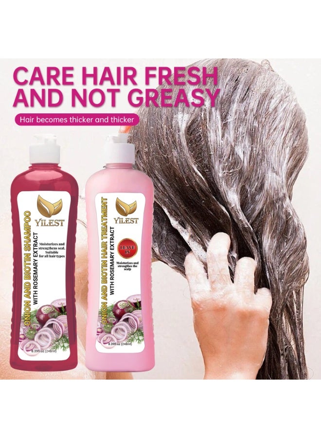 YILEST - Onion Biotin and Rosemary Shampoo & Treatment Set for Stronger, Thicker and Longer Hair - Soft and Shine, Hair Loss and Thinning, Growth Shampoo, Paraben Free, Silicone Free - Image 3