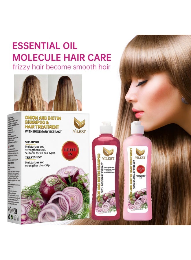 YILEST - Onion Biotin and Rosemary Shampoo & Treatment Set for Stronger, Thicker and Longer Hair - Soft and Shine, Hair Loss and Thinning, Growth Shampoo, Paraben Free, Silicone Free - Image 1
