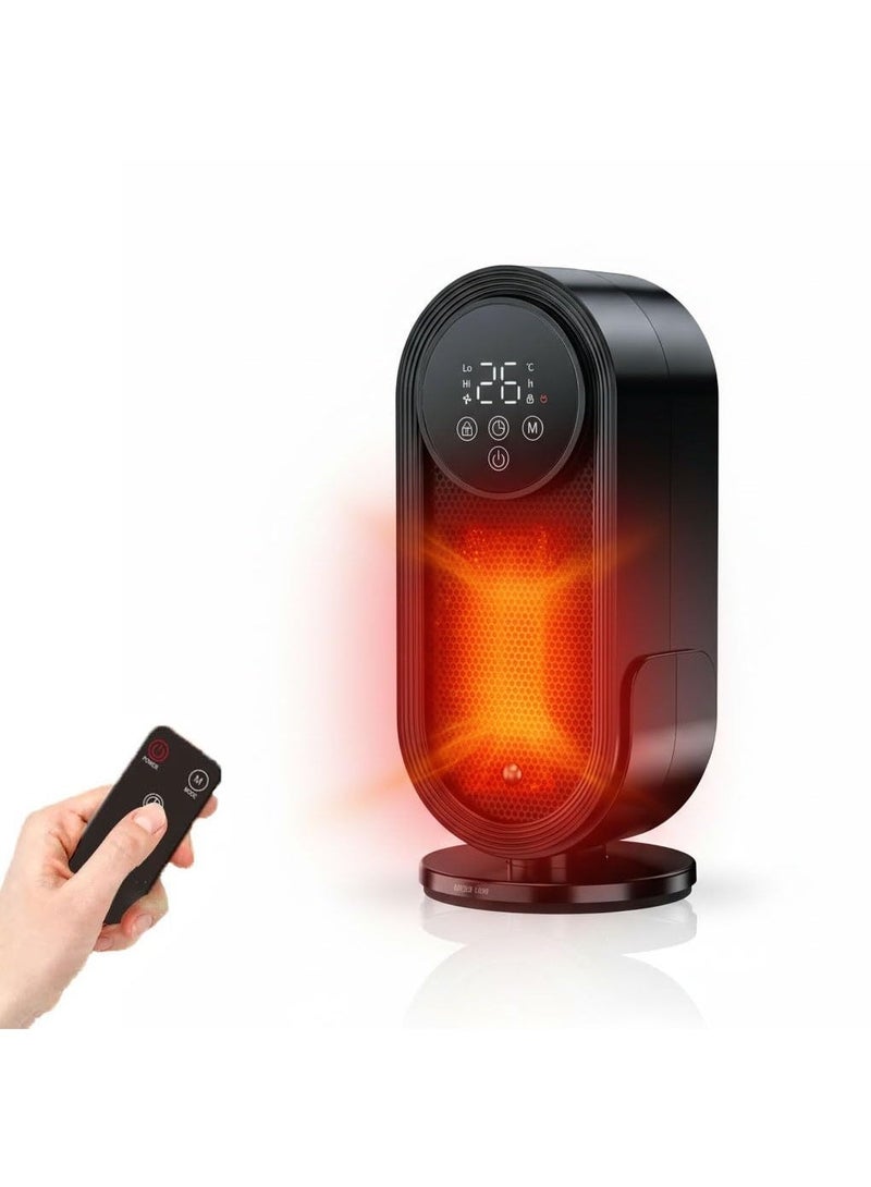 جرين ليون مدفأة مروحة 1500 واط، مدفأة كهربائية للغرف ومروحة، تحكم عن بُعد، هادئة، إعدادين للحرارة، مؤقت، اهتزاز، قفل أمان، حماية من الحرارة الزائدة والانقلاب، مدفأة للاستخدام المنزلي، المكتب، وغرفة النوم - Image 1
