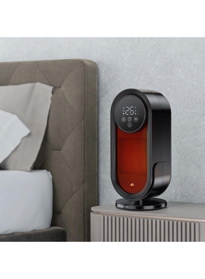 جرين ليون مدفأة مروحة 1500 واط، مدفأة كهربائية للغرف ومروحة، تحكم عن بُعد، هادئة، إعدادين للحرارة، مؤقت، اهتزاز، قفل أمان، حماية من الحرارة الزائدة والانقلاب، مدفأة للاستخدام المنزلي، المكتب، وغرفة النوم - Image 2