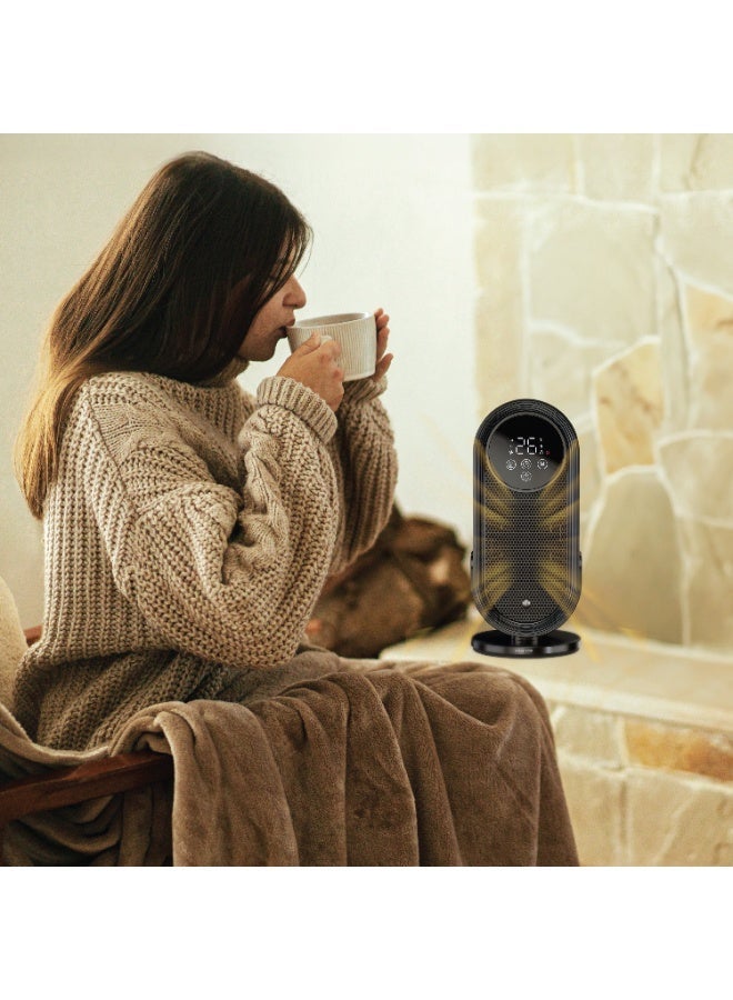 جرين ليون مدفأة مروحة 1500 واط، مدفأة كهربائية للغرف ومروحة، تحكم عن بُعد، هادئة، إعدادين للحرارة، مؤقت، اهتزاز، قفل أمان، حماية من الحرارة الزائدة والانقلاب، مدفأة للاستخدام المنزلي، المكتب، وغرفة النوم - Image 4