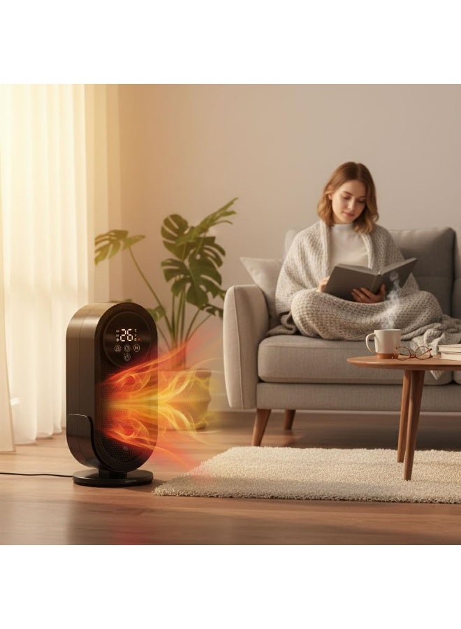 جرين ليون مدفأة مروحة 1500 واط، مدفأة كهربائية للغرف ومروحة، تحكم عن بُعد، هادئة، إعدادين للحرارة، مؤقت، اهتزاز، قفل أمان، حماية من الحرارة الزائدة والانقلاب، مدفأة للاستخدام المنزلي، المكتب، وغرفة النوم - Image 5