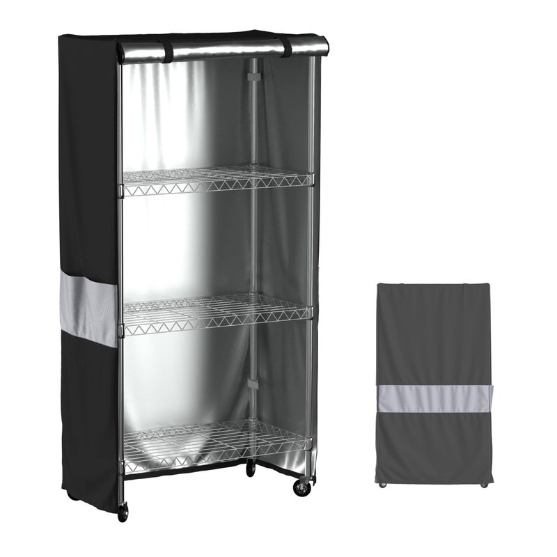 MOLLYAIR غطاء رفوف مولي إير 600D مقاوم للماء والغبار لوحدات الرفوف القابلة للوقوف مع سحاب للرفوف المعدنية 30 عرض × 14 عمق × 60 ارتفاع