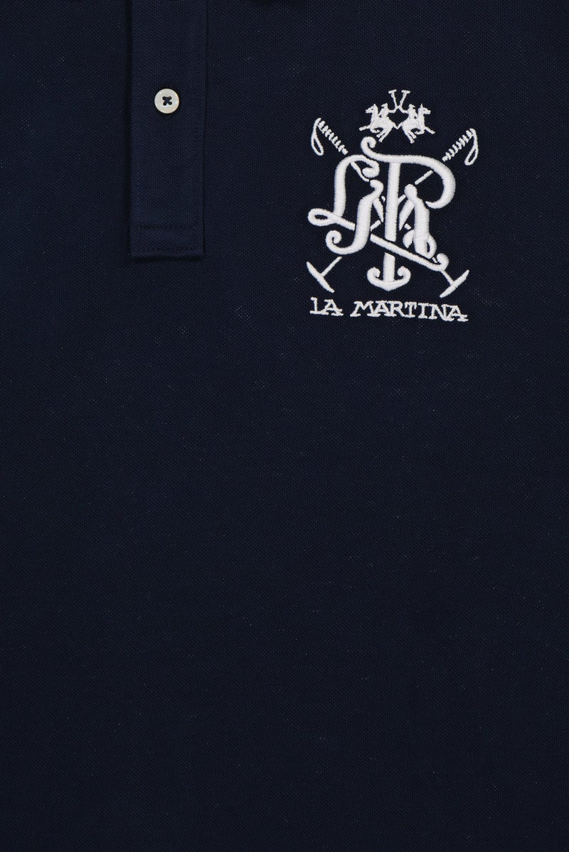 La Martina Men Regular Fit Embroidered Logo Short Sleeve Polo Shirt, Navy - Image 2