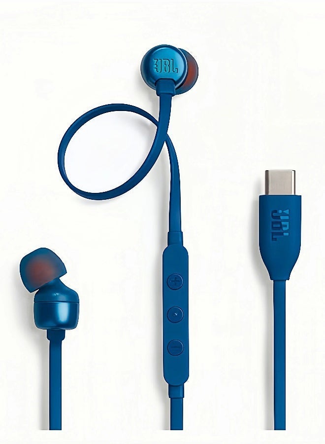 JBL Tune 310C USB-C Wired Hi-Res In-Ear Headphones - Blue - Image 1