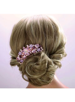 Aimimier Luxury Women Bride Hair Accessories Crystal Hair Combs Rhinestone Hair Pins Hair Clip for Bridesmaid HeadpiecePurple