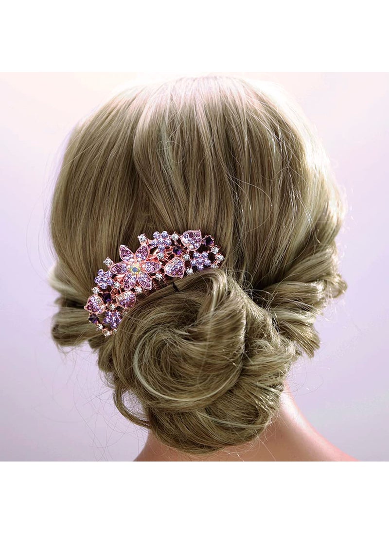 Aimimier - Aimimier Luxury Women Bride Hair Accessories Crystal Hair Combs Rhinestone Hair Pins Hair Clip for Bridesmaid HeadpiecePurple - Image 1