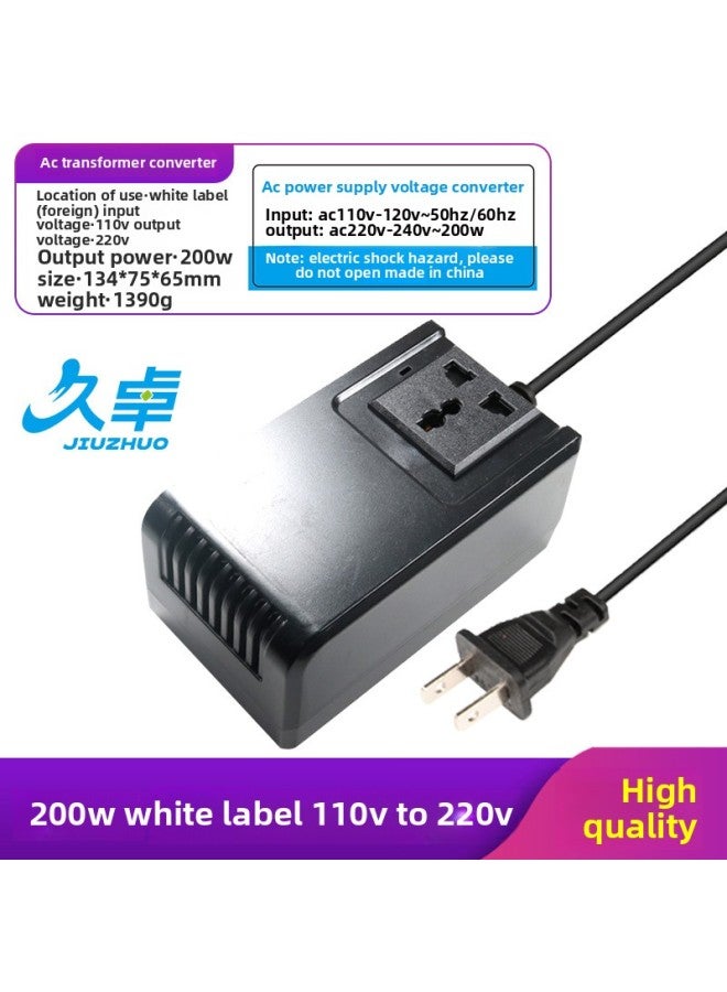 Voltage Converter 110V To 220V Power Transformer Small Household Appliances 220V To 110V Charging Conversion Adapter-Color:Foreign Use 110 To 220v 200w White Label Three-hole Universal Plug Arrival