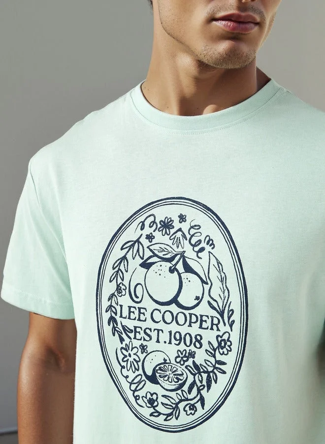 Lee Cooper  Lee Cooper Typographic Print Crew Neck T-shirt for Men | Best Price UAE