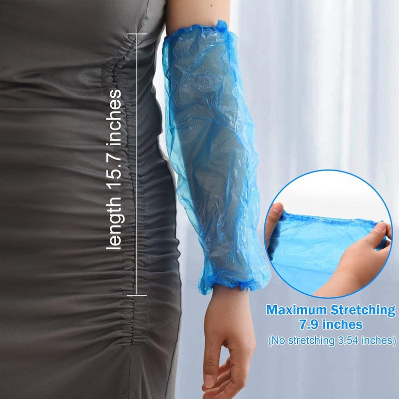 تيمو Timoo 200 قطعة أكمام ذراع قابلة للتخلص منها، أكمام للأذرع قابلة للتخلص منها، أكمام ذراع بلاستيكية، واقيات أكمام مقاومة للماء قابلة للتخلص منها للأذرع، أزرق 15.7 بوصة، أزرق، 200 قطعة - Image 4