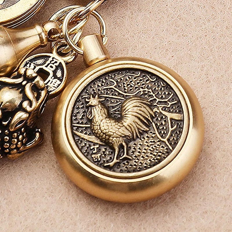 Vintage Brass Keychain Pendant Decorative Accessories Car Interior Hanging Pendant Lucky Charm Animal Themed Craft Brass - Image 4