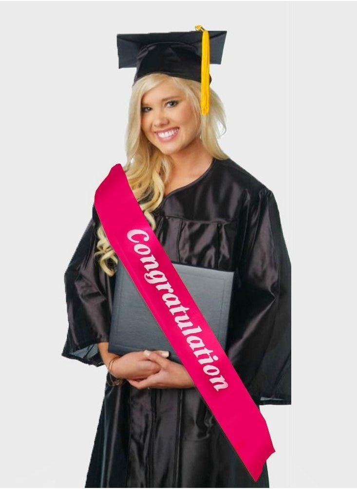 VITION Congratulation Sash Graduation Birthday Party Supplies Celebration Party Costumes Accessories Pink/White - Image 1