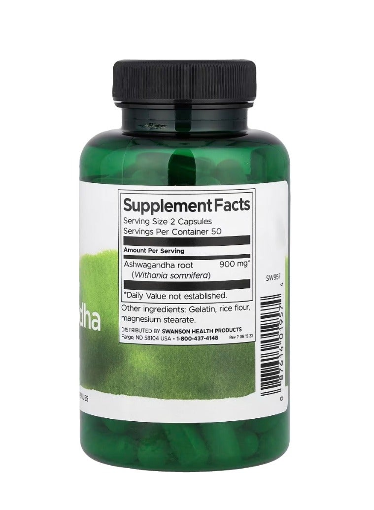 SWANSON Full Spectrum Ashwagandha 900 mg 100 Capsules (450 mg per Capsule)  - Image 2