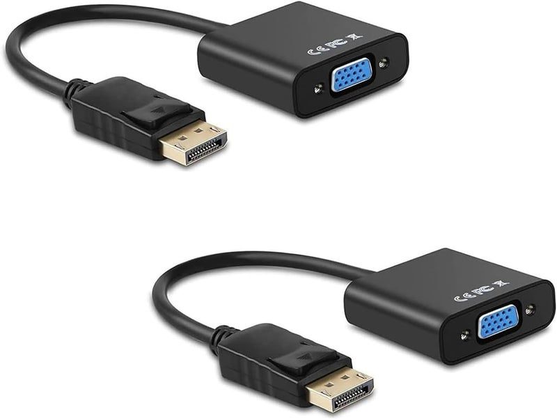 Ankey Display Port to VGA Adapter,2 Pack Gold-Plated DisplayPort DP to VGA Converter (Male to Female) for Computer, Desktop, Laptop, PC, Monitor, Projector, HDTV - Image 1