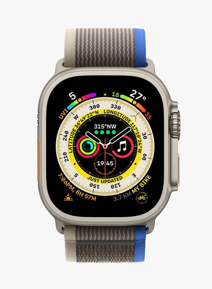 أكاليكس سوار Trail Loop متوافق مع ساعات Apple Watch مقاسات 42 مم، 44 مم، 45 مم، 46 مم، 49 مم، سوار رياضي ناعم منسوج، سوار معصم بديل قابل للتعديل لساعات Apple Watch Series Ultra / SE / Series 1/2/3/4/5/6/7/8/9/10/11 - رمادي وأزرق - Image 4