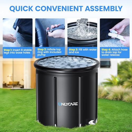 ONLYCARE Upgrade XXL 135 Gal Ice Bath Tub for Athletes - Cold Plunge Tub with Cover - Multiple Layered Cold Water Portable Ice Pod for Therapy Recovery at Home Outdoor Gym Use - Image 5