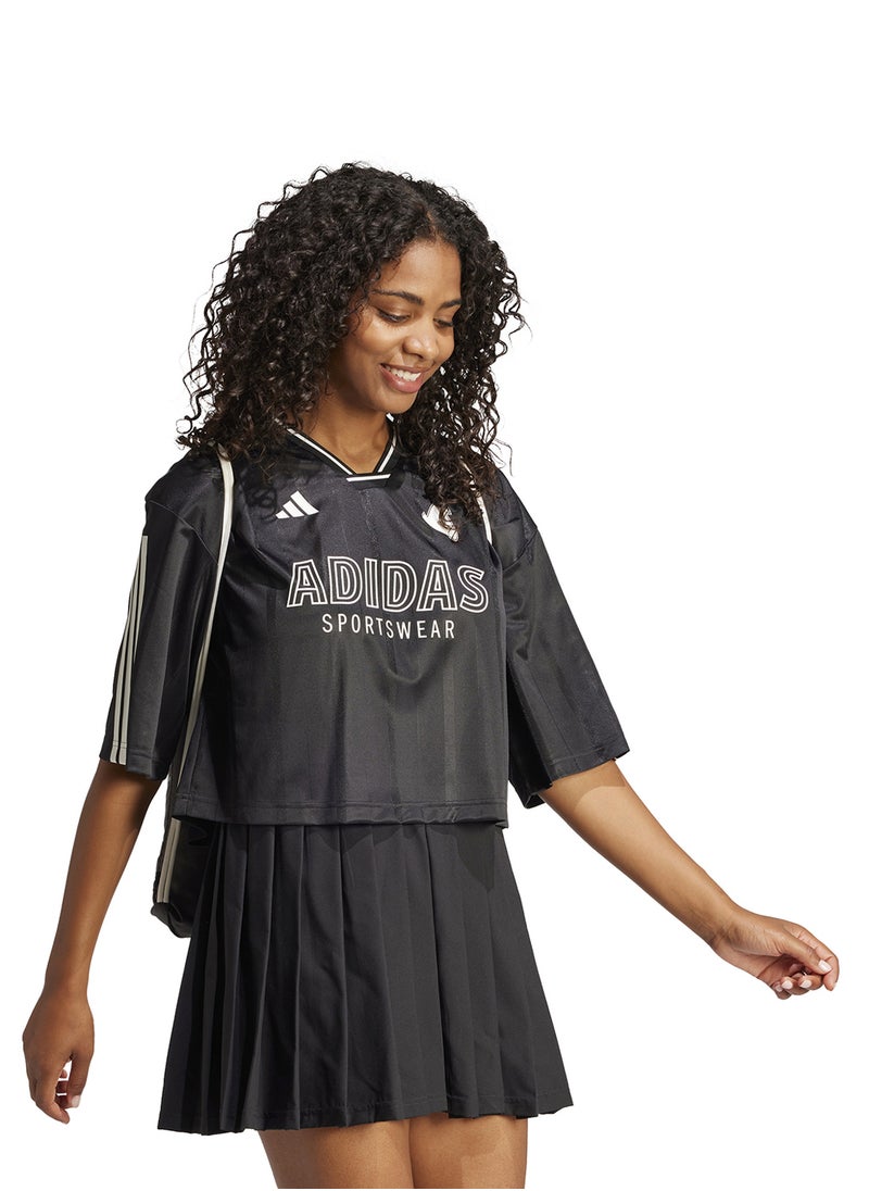 Adidas - Tiro Cut 3 Stripe Oversized Mesh T-Shirt - Image 1