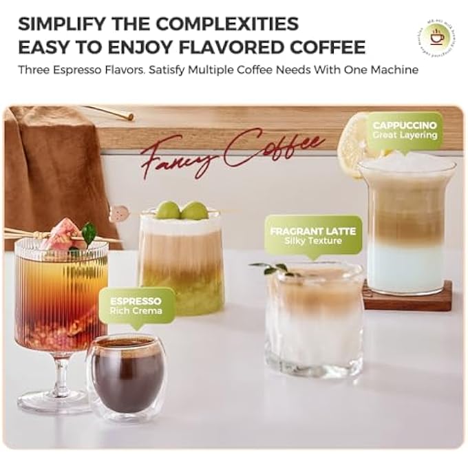 كافلف ماكينة صنع قهوة الإسبريسو Mk801 بقوة 20 بار مع رغوة حليب أوتوماتيكية، زر واحد لتحضير الكابتشينو واللاتيه والإسبريسو، غلاية مزدوجة مع تحكم في درجة الحرارة PID، تنظيف ذاتي، مصنوعة من الفولاذ المقاوم للصدأ - Image 3