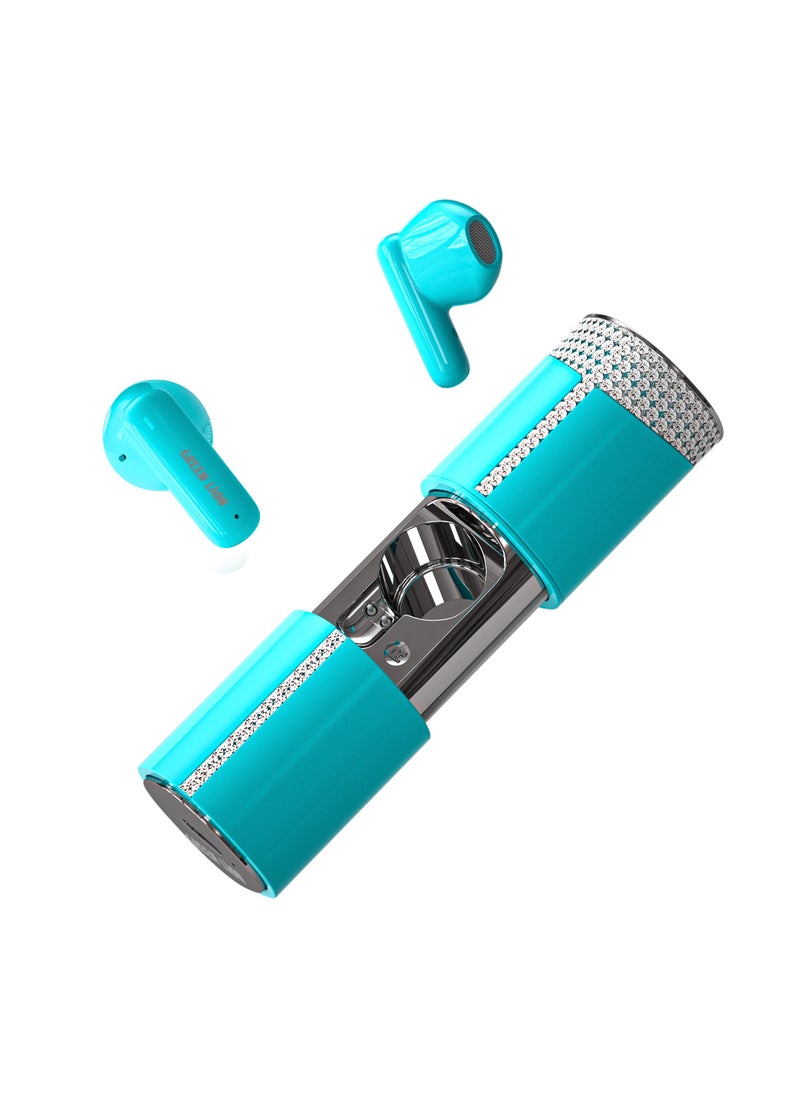 GREEN LION - Lipstick True Wireless Earbuds / Shining Lipstick Earphone Design / Noise Reduction / TWS Earbuds for girls/ Truewireless Headphone for women/ Support Fast Charge / Hand-Free Calls / BT Version 5.3 / Stereo System / Type-C Output - Blue - Image 1